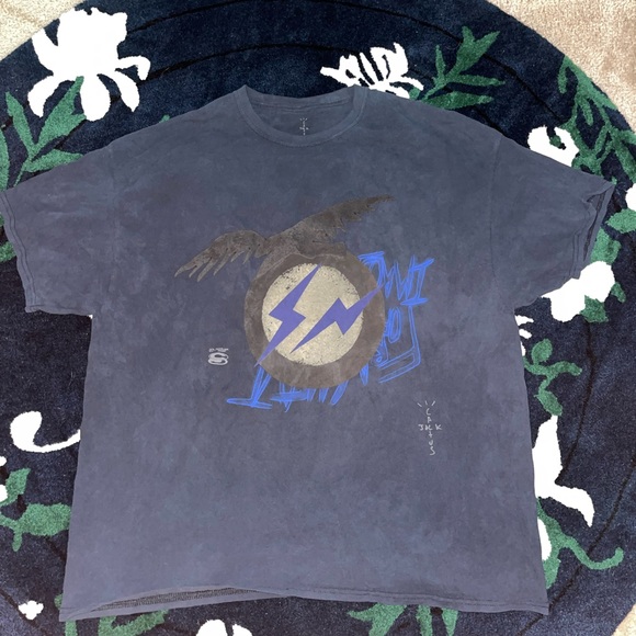 Travis Scott Cactus Jack For Fragment Create T-shirt Washed Black Extra Large XL - Picture 2 of 5